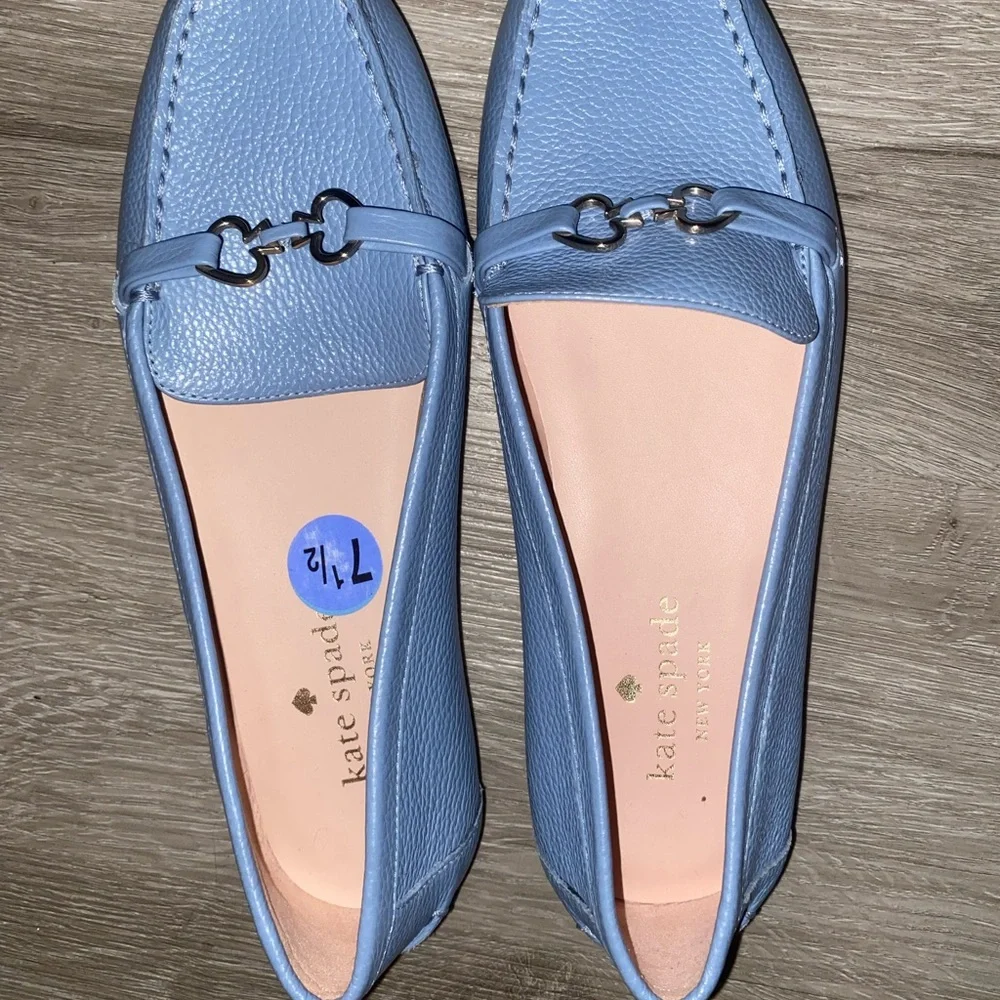 Kate Spade Light Blue Textured Loafers - Picture 1 of 2